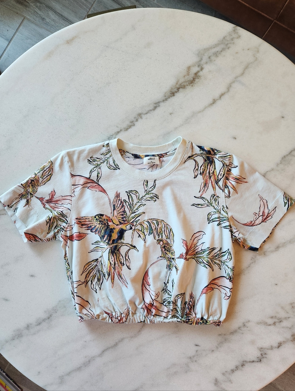 ARITZIA Wilfred cotton Tropical Bird cropped t-shirt XS